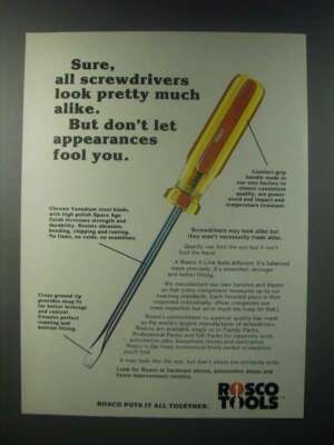1979 Rosco Tools V-Line Screwdriver Ad - Look Pretty Much Alike