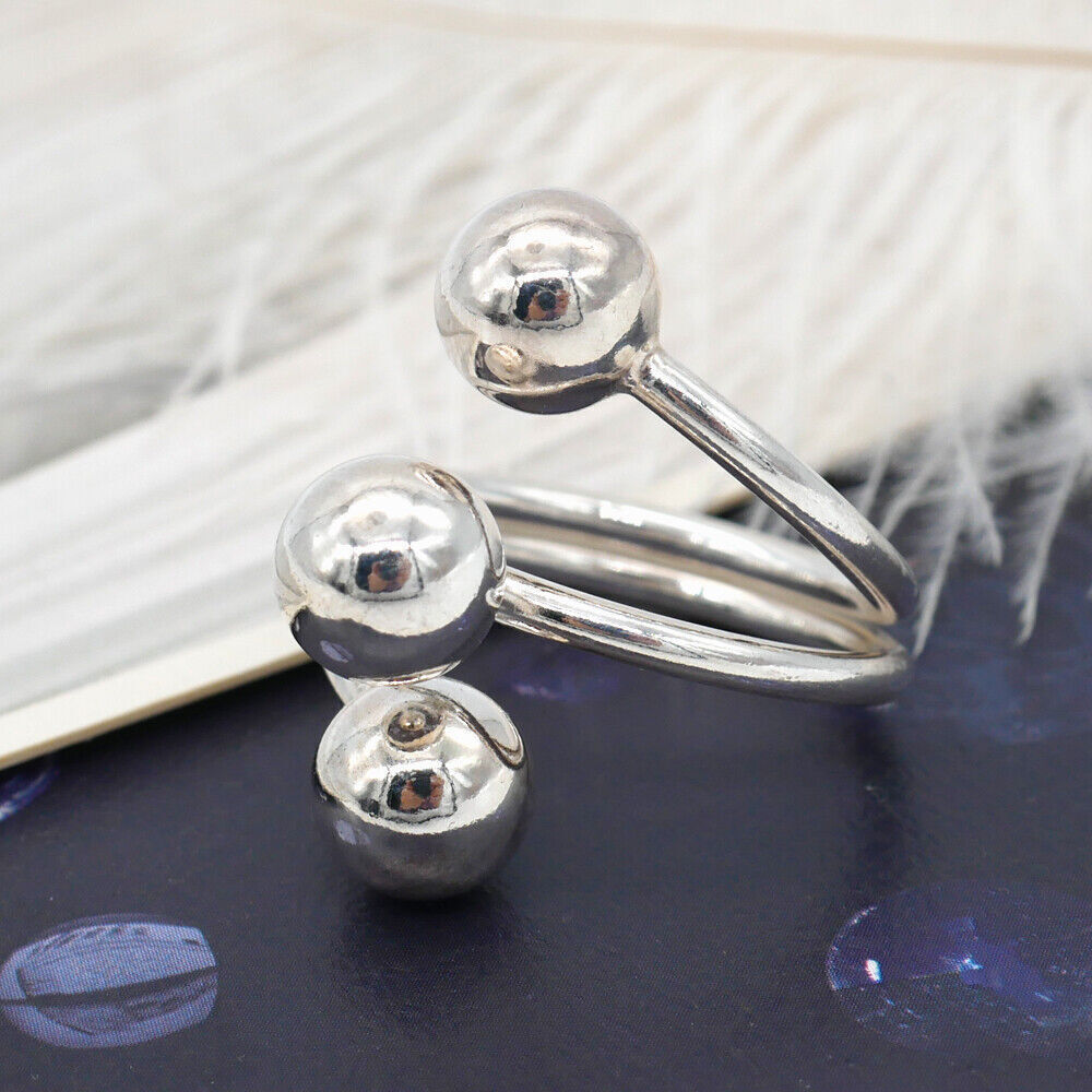 Women Sterling Silver Triple Balls Wrap Stament Ring A3143 | eBay