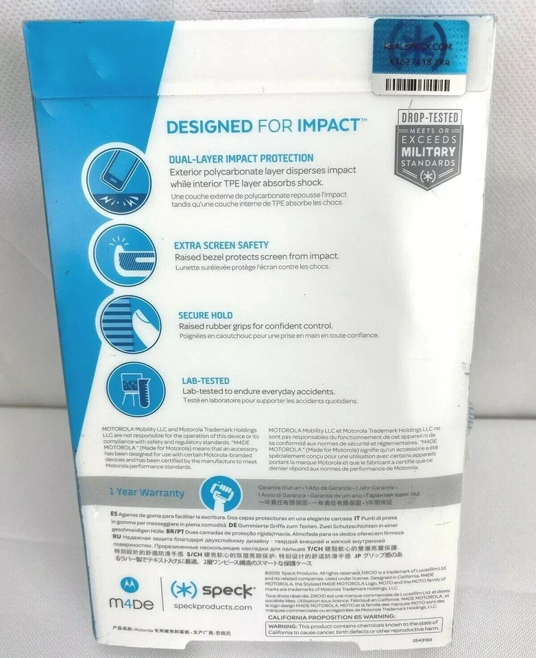 Funda Speck CandyShell Grip para Moto Z Droid Edition Negro/Blanco Nueva Caja Abierta Foto 2 de 4