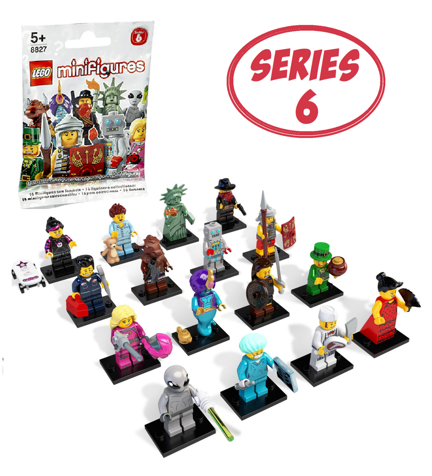 LEGO SERIES 6 Collectible Minifigures 8827 - Complete Set of 16 (SEALED)