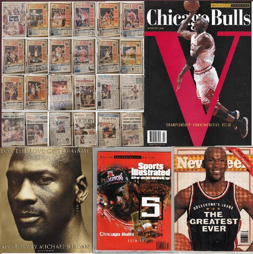LOT: Michael Jordan/ Chicago Bulls book, newspapers, magazines
