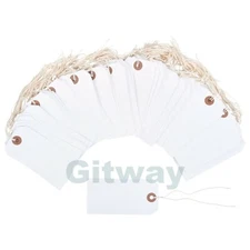 100 White Tags 4 3/4" x 2 3/8" Size 5 Inventory Shipping Hang Tag with String