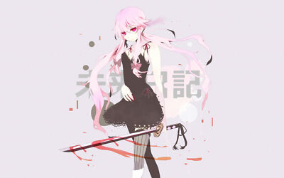 Anime mirai nikki blood dress gasai yuno katana long  Custom Playmat Mat Pad
