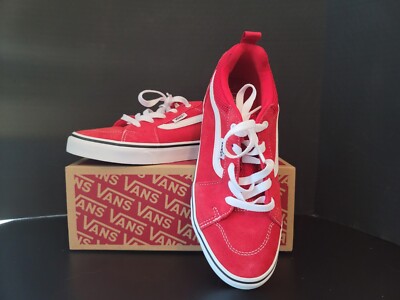 Vans Youth Filmore Red Skating Lace Up Shoe Checkered Sidewall US Sz Youth 4