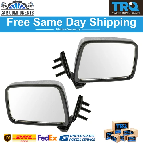TRQ New Chrome Manual Side View Mirrors Set For 1986-1997 Nissan D21 Hardbody