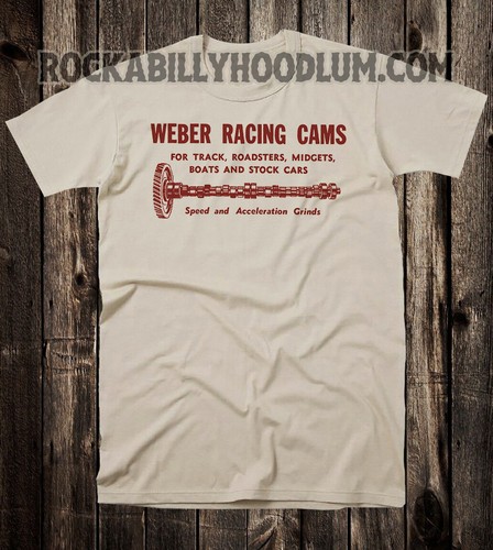 Retro Hot Rod Tee T Shirt Drag Race Racing Mechanic Speed Shop Weber Cams - Picture 6 of 7