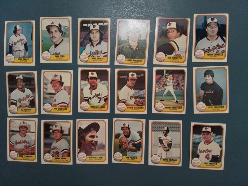 1981 Fleer Baltimore Orioles- 18 Cards- Palmer, Murray, Stone, Weaver - HOF