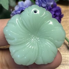 KU68700 42x41x7mm Natural Green Aventurine Carved Flower Pendant Bead