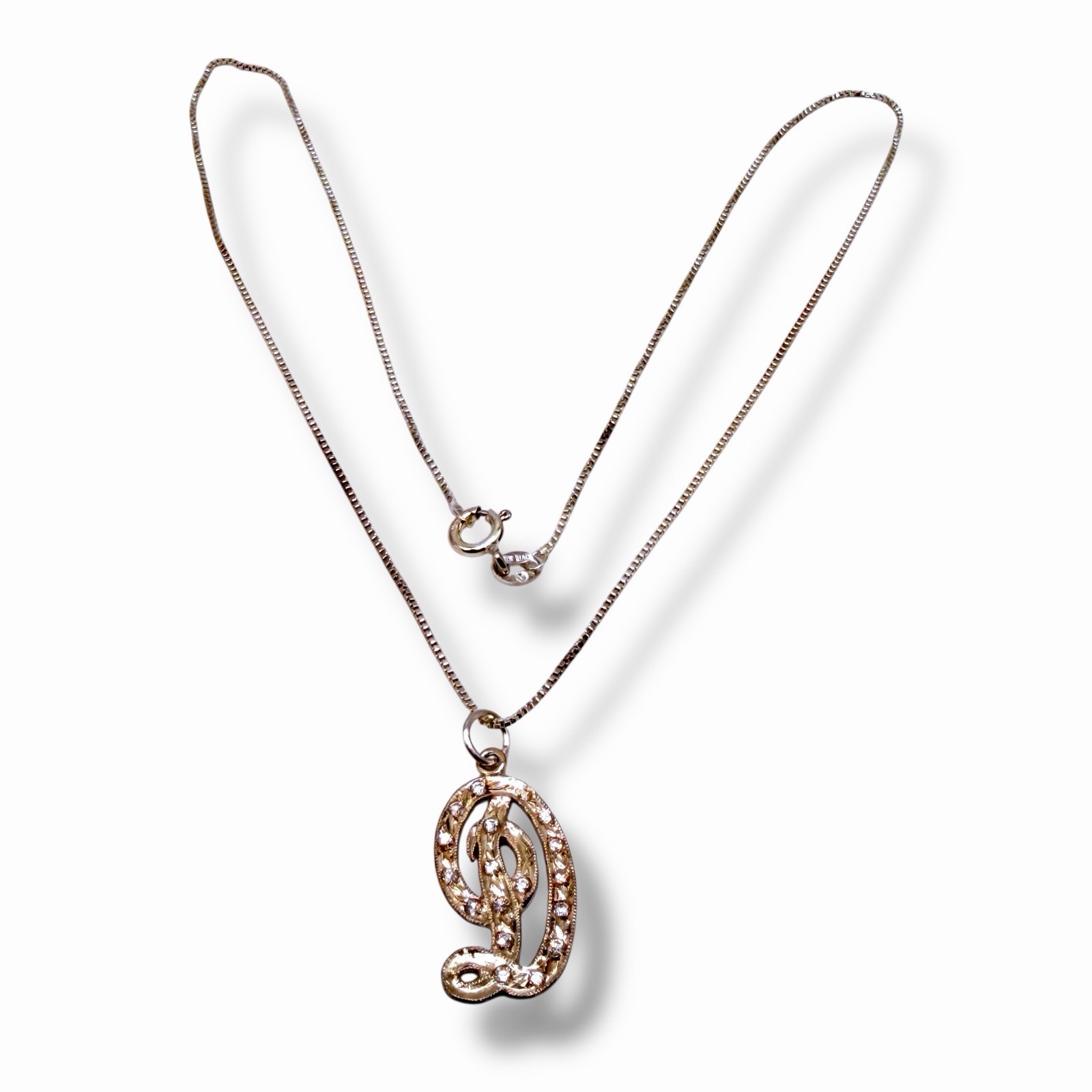925 Sterling Silver CZ Script Initial Letter D Pe… - image 12