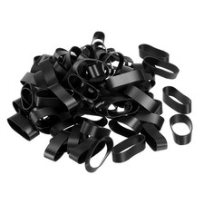 50Pcs Silicone Rubber Bands Rings 0.9" Non-slip Flat Black for Books Art