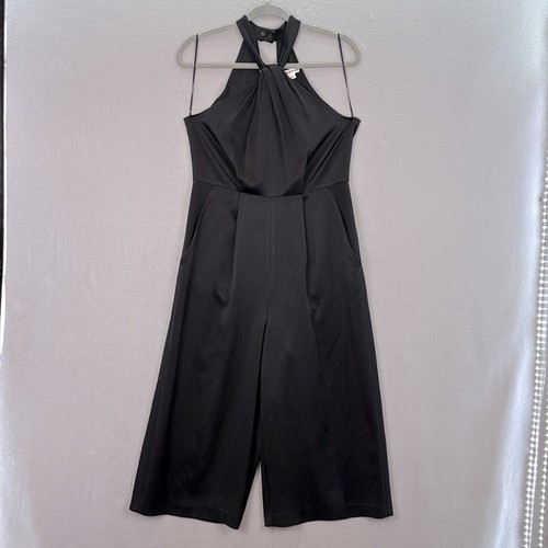 Whistles women’s Sophia black satin knotted sleeveless jumpsuit cropp wide leg 6 - Picture 6 of 10