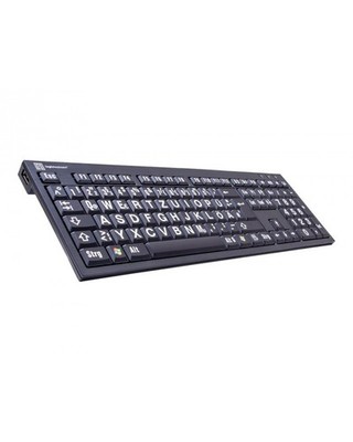 Logickeyboard XL Print PC Slim Line NERO Tastatur USB Deutsch Weiß auf Schwarz