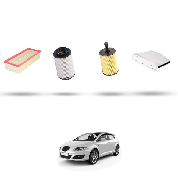 Hoffcar Set Service - 4 Filter FüR Seat Leon II (1P1) 2.0 Tdi 103Kw Von 2005 A-image