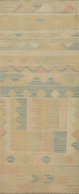 Geometric Wool Muted Colors Kilim Hand-Woven Reversible Runner Rug 2x6 Carpet