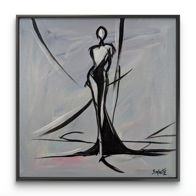 Abstract Woman Silhouette Expressionism Original Painting Canvas Pop Art SWhite