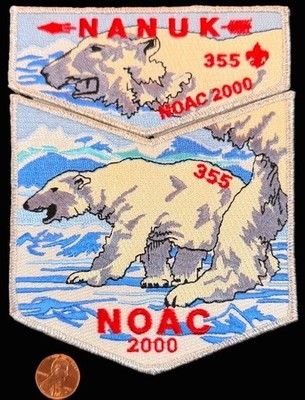 OA NANUK 355 523 549 BSA 2022 GREAT ALASKA AK 2000 NOAC POLAR BEAR 2-PATCH SMY