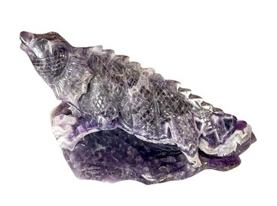 8   1408g Dream Amethyst Crystal Lizard Iguana Polished Amazing Carving