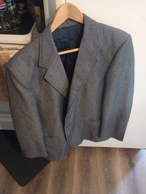 Circle S Blazer Mens 44Blue Western Yoke Sport Coat Two Button Cowboy Rodeo