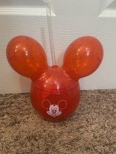 NEW Disney Parks Red Mickey Mouse Balloon Sipper With Straw Collectible Cup