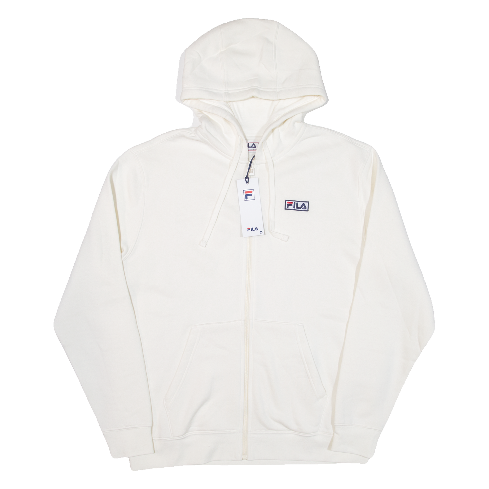 FILA Felpa con cappuccio uomo bianca full zip M