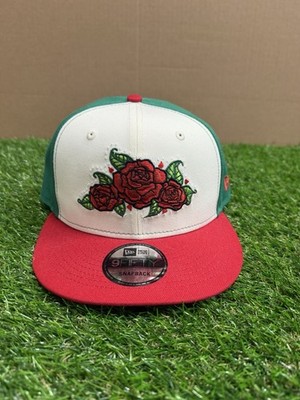New Era Day of the Dead Roses Snapback Hat Green Red White Adjustable Men