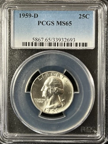 1959-D  25C Washington Quarter Dollar PCGS MS65   33932693