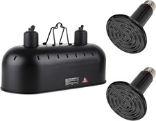 15 Inch Dual Reptile Light Fixture, Max 150W Reptile Heat Lamp with 2PCS 150W Ce