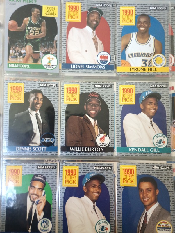 1990 NBA HOOPS Lottery Pick Basketball Cards Lot + Ricky Pierce Sixth Man Award 