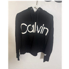 Calvin Klein Performance Women's Pullover Hoodie Black Logo Cotton Blend Size L