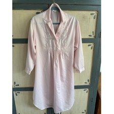 Sara Beth Vintage Pink Satin Nightgown Floral Embroidered Lace Trim Granny