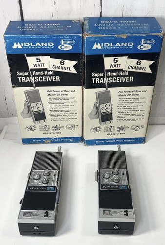 2 LOT VINTAGE MIDLAND INTERNATIONAL 13-775B HANDHELD TRANSCEIVERS CB JAPAN 1969 - Picture 2 of 21