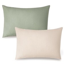Muslin Toddler Pillowcase for 13x18 Pillow 2 Pack, 100 Cotton Cream,fog Green
