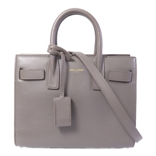 SAINT LAURENT YSL GHW Sac De Jour 2 Way Shoulder Bag 398711 Calfskin Gray
