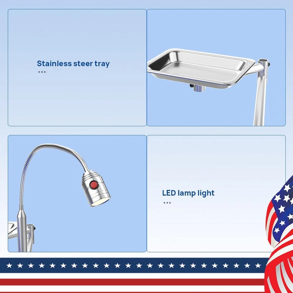 AZDENT Dental Portable Folding Chair LED Light For Air Turbine Unit 4 Hole - Image 3 of 4