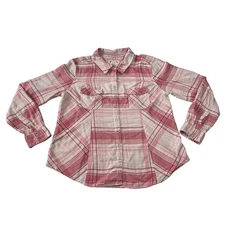 Style & Co. Plaid Snap Button Up Shirt Size L Roll Tab Sleeve Cotton Lightweight