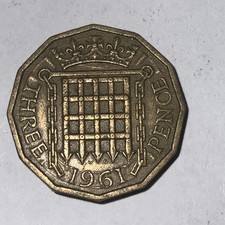 1961 Elizabeth II British Threepenny Coin 3D