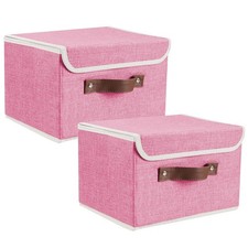 2Pack Storage Bins Boxes with Lids 15"x10"x10" Decorative Storage Baskets