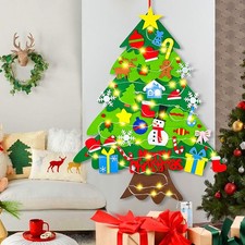 DIY Felt Christmas Tree, 3.15 FT Lighted Felt Christmas Tree, 34 Pcs Ornament...