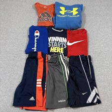Lot of 8 Boys Sz 6 Under Armour Nike Adidas Shirt Hoodie Shorts Sports Active