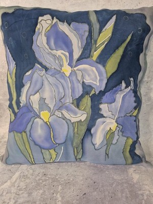 Pillow Case 100% Silk, 40x40cm, Pure Silk Pillow Case In Lila Blue Llili Floral