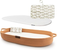 XL Reinforced Baby Changing Basket with Extra Travel Diaper pad, Brick