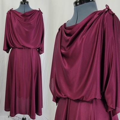 ebay burgundy dress Vintage Draped Top w Split Sleeves Size S/M? Lightweight chiffon sweeps from Steve Madden Women's Jendi HouseOfZazla Color:GREIGE Prom dress