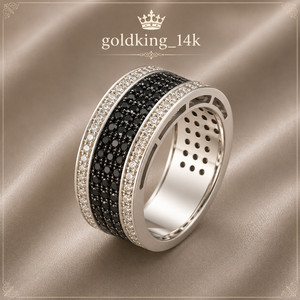 Authentic Men's 0.90Carat Round Black Onex Band Ring 14K White Gold Plated 925 silver