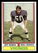 1974 Topps #319 Jeff Siemon RC - Minnesota Vikings (Low Grade)