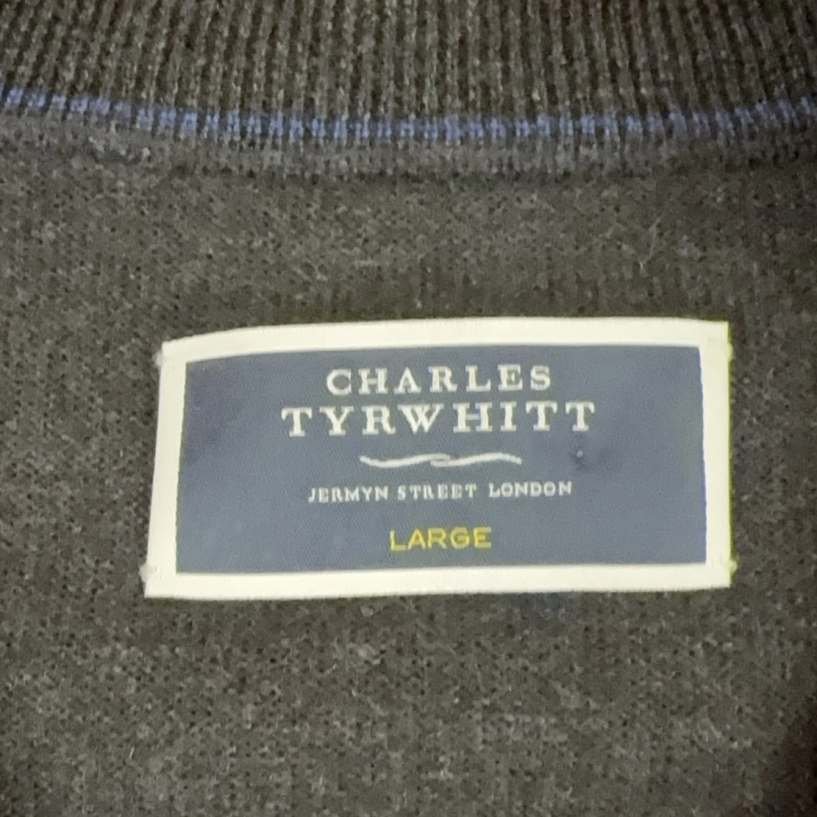Charles Tyrwhitt Men's Wool Knit Vest Full Zip Dark Grey Size L - product detail image 2