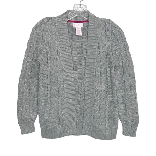 Tommy Bahama Kids Cable Knit Cardigan Sweater Gray Metallic Size Small New