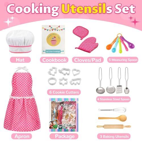 Kids Cooking Baking Set , Kids Kitchen Pretend Play Toys, Kids Chef Role Play - Picture 4 of 7