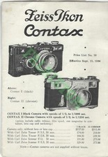 Vintage 1936 Zeiss Ikon Contax Brochure