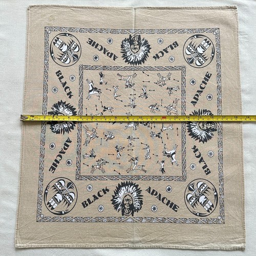 VTG Bandana Brown Cotton Native Ethnic Apache Horseback Archery Handkerchief 18" - Picture 5 of 5