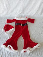 Girls Size 1yr-2yr Christmas Santa Elf Costume/ Velvet Outfit With Hat 261